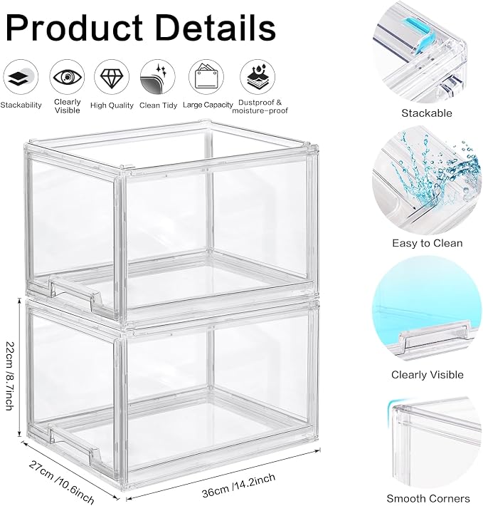 DILIBRA 2 Packs Plastic Stackable Storage Organizer Bins - Image 3