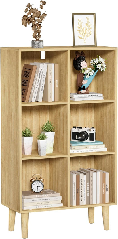 6 Cube Bookcase, Wooden Book Shelf Cube Storage Organizer by Nestwise