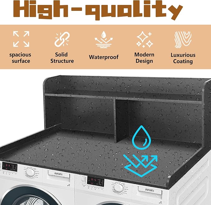 Royxen 2-Tier Washer Dryer Countertop, 19.5"H Wood Washer and Dryer Topper - Image 4