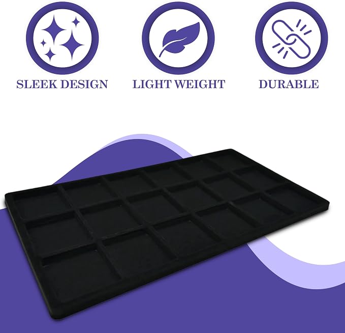 Novel Box 5 Pack 18-Slot Black Liner Jewelry Storage Tray Inserts 14.75x8.25x1 - Image 4