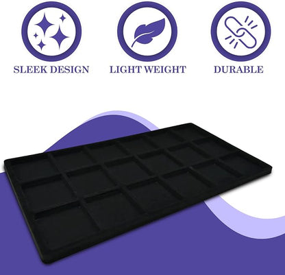 Novel Box 5 Pack 18-Slot Black Liner Jewelry Storage Tray Inserts 14.75x8.25x1 - Image 4