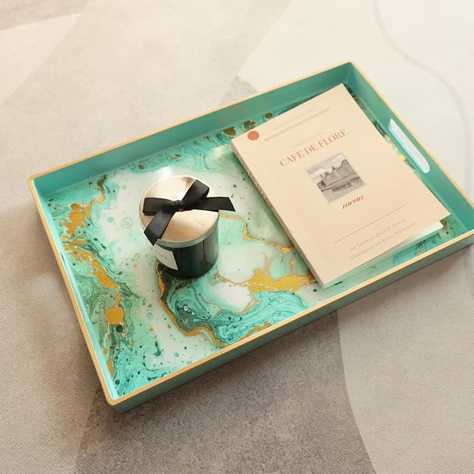 Turquoise Marbling Decorative Tray - Image 5