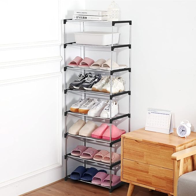 Small Shoe Rack, Narrow Stackable Shoe Shelf Organizer | - Image 2