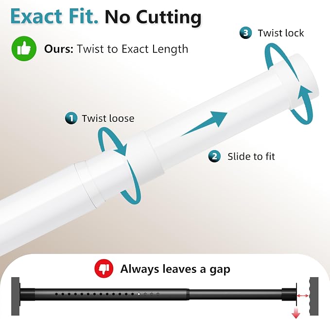 STARLATTA Heavy Duty White Closet Rod: 17-69 Inch Stepless Adjustable Clothes - Image 5