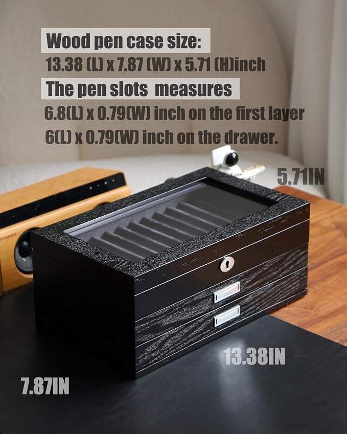 wood pen display case 36 slot Fountain pen Box storage Organizer - Image 4
