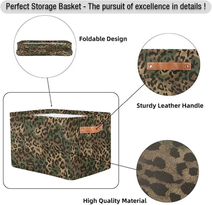 Pardick Leopard Cheetah Vintage Basket Storage Bins Large Fabric Toys Storage - Image 6