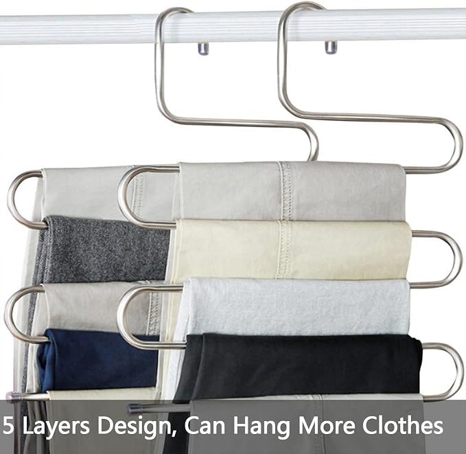 devesanter Pants Hangers Non-Slip S-Shape Trousers Hangers Stainless Steel & - Image 3