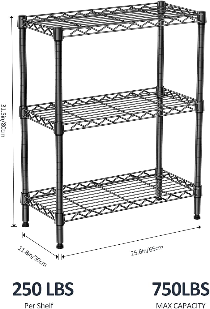 3 Tier Wire Shelving Unit, Small Metal Wire Shelf - Image 3