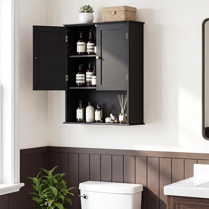 Bathroom Wall Cabinet, Over Toilet Storage Hanging Cabinet Adjustable Shelves - Image 9