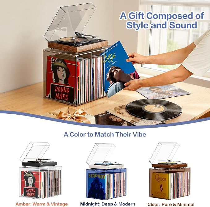 Bikoney Vinyl Record Storage, Stackable Cube Acrylic Vinyl Record Holder - Image 7