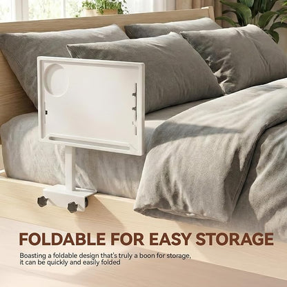 Bedside Shelf Rotating Foldable Tray:Height-Adjustable Clip On Bed Side Tray - Image 6