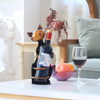 Tooarts Cat Shaped Wine Holder Wine Rack shelf Metal Sculpture Practical Home - Image 4