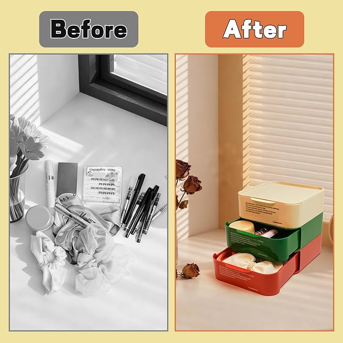 3-Pack Stackable Drawer Desktop Organizer, Suitable - Image 5