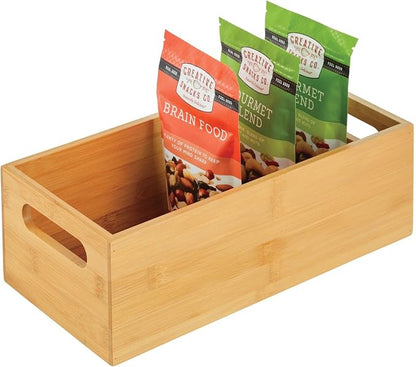 mDesign Bamboo Storage Bin Container, Drawer Organizer Crate Boxes by mDesign