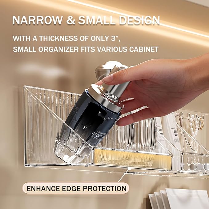 3 Pcs Medicine Cabinet Tray Organizer, Small Adhesive Bathroom Vanity Floating - Image 2