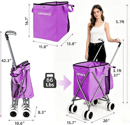 Shopping Carts for Groceries Foldable Rolling Trolley - Image 6