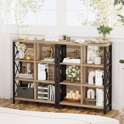 FATORRI 6 Cube Storage Organizer Shelf, Wood and Metal Cubby Bookcase, - Image 5