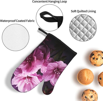 Oven Mitts and Pot Holders Sets of 3 Flowers Oven Mitts 3 Pcs Heat Resistant - Image 3