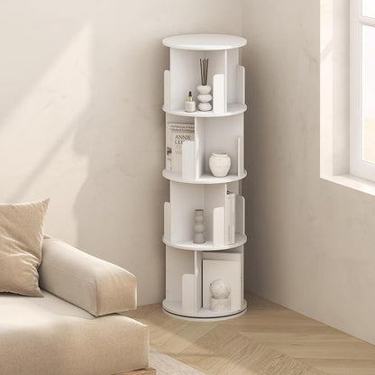 Toki 4-Tier 360 Rotating Bookshelf, Spinning Bookshelf Tower, Revolving Bookcase by Mikkagu