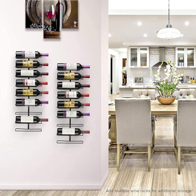 Sorbus Wall Mount Wine Rack 3-Pack – Holds 9 Bottles Each – Black Metal Wine - Image 4