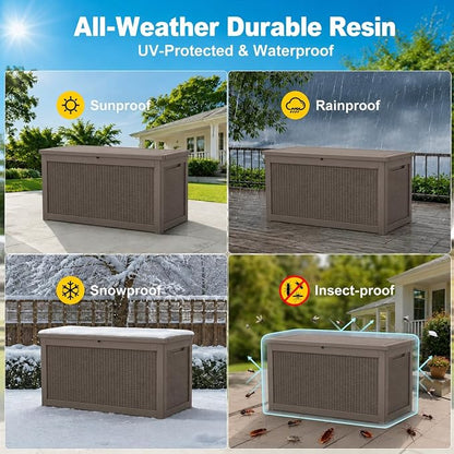 320 Gallon Outdoor Storage Box Resin Deck Box All Weather Waterproof Large - Image 3