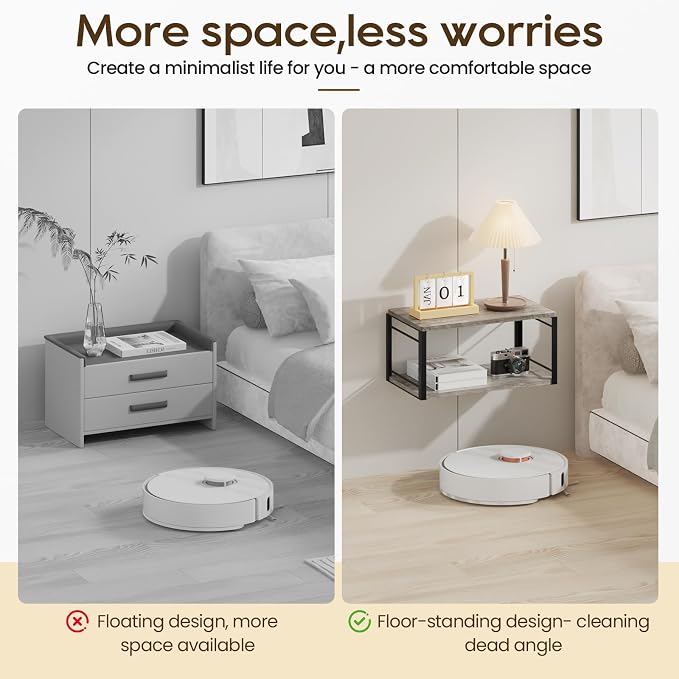 Floating Nightstand Wall Shelf, Wood Bedside Shelf Wall Mounted Nightstand Set - Image 5