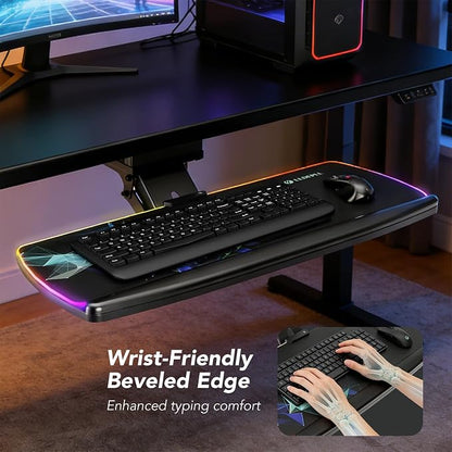 Keyboard Tray Under Desk with Storage Drawer, Height Adjustable Keyboard Tray - Image 8