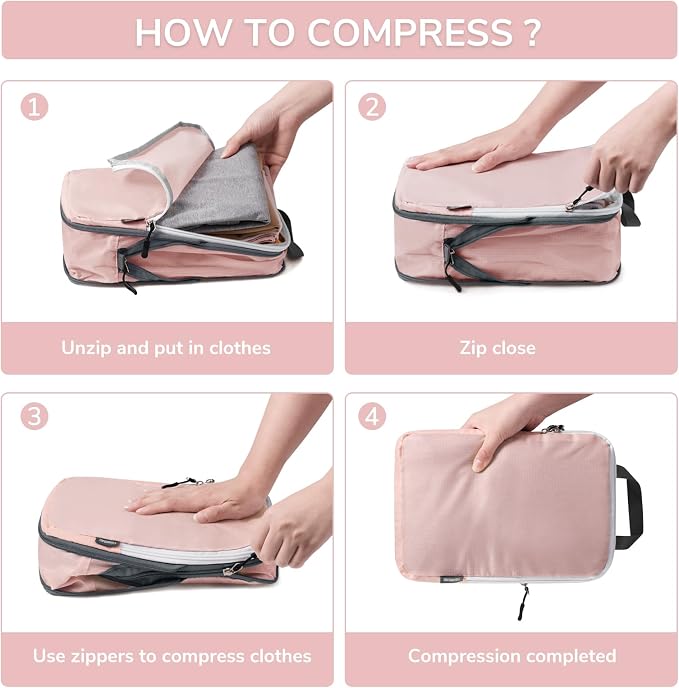 CherryNow Compression Packing Cubes, 7 Set Packing Cubes - Image 3