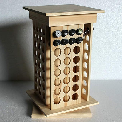 104-Hole Wooden Essential Oil Display Rack, 8 Tiers Rotating Pine Organizer - Image 7