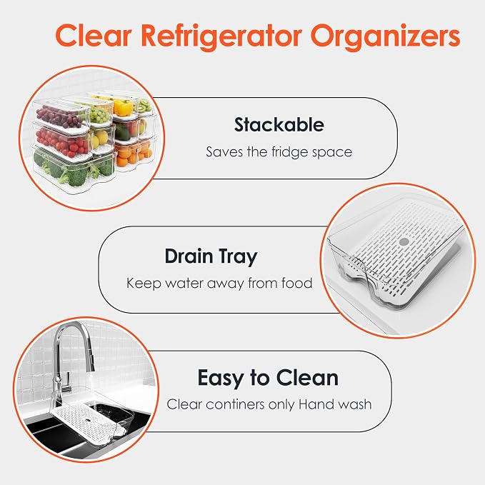 Fridge Organizers and Storage, 10 Pack Clear Freezer Organizer Bins - Image 5
