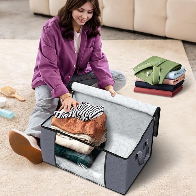 Fab totes Storage Bags, Clothes Blanket Storage Bins Foldable Closet Organizers - Image 4