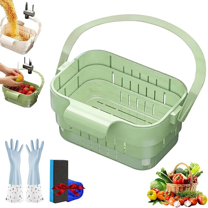 Foldable Hanging Kitchen Sink Drain Basket, 2-in-1 Foldable Sink Colander by AODGHC