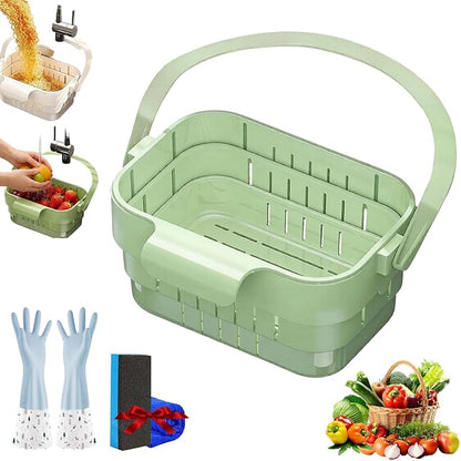 Foldable Hanging Kitchen Sink Drain Basket, 2-in-1 Foldable Sink Colander by AODGHC