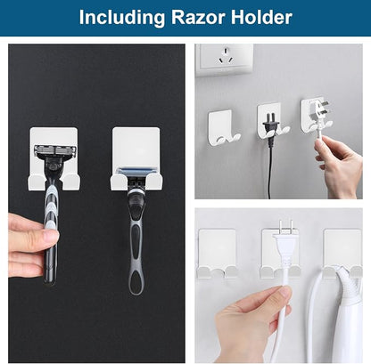 Diesisa Razor Holder for Shower + Adhesive Wall Hooks, Premium 304 Stainless - Image 3
