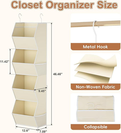Hanging Closet Organizer 4 Shelf Collapsible Fabric Closet Organizers and - Image 3
