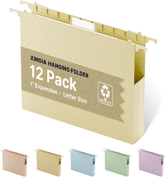 Wheat Straw Hanging File Folder Letter Size, Heavy Duty 1'' Expansion, 12 Pack by Unknown
