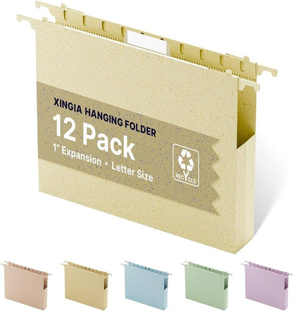 Wheat Straw Hanging File Folder Letter Size, Heavy Duty 1'' Expansion, 12 Pack by Unknown