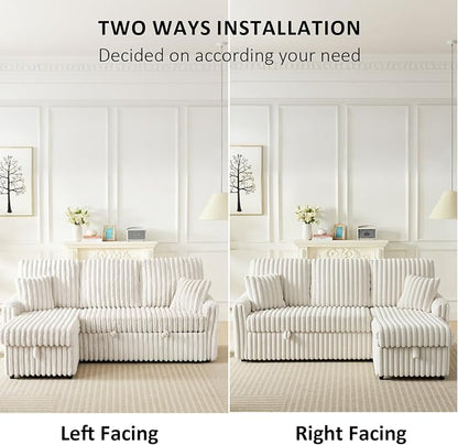 KCGKCG Sleeper Sofa Bed, 81” Pull Out Couch Bed, 3 in 1 L-Shaped Couch - Image 7