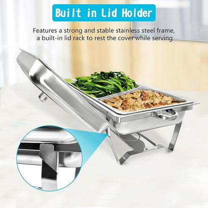Chafing Dish for Buffet, 2 Pack Stainless Steel Chafing Servers Food Warmer Set - Image 3