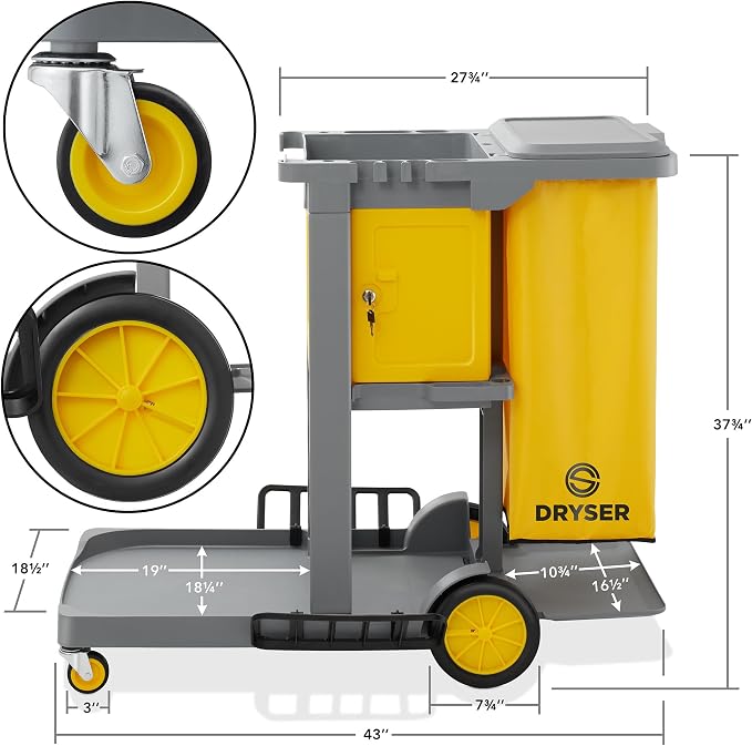 Dryser Commercial Janitorial Cleaning Cart on Wheels - Image 4