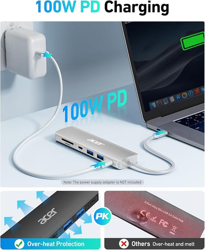 Acer USB C Dock, 7 in 1 USB-C to HDMI Hub, 2 USBA 3.1 GEN1 and 5Gbps Type-C - Image 3