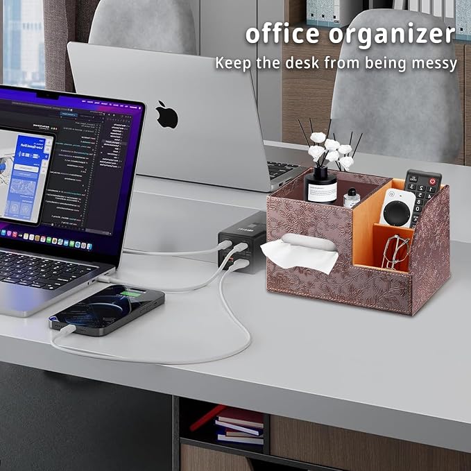 PU Leather Tissue Box Cover Square, Tissue Box Holder Organizer - Image 7