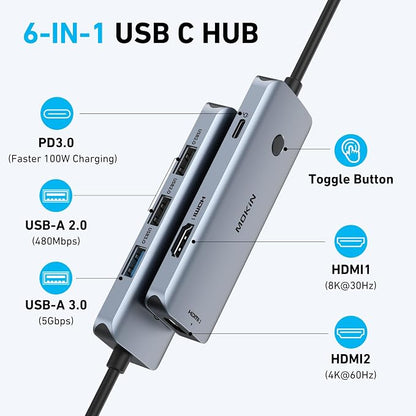 Docking Station USB C to Dual HDMI Adapter, MOKiN USB C Hub Dual HDMI Monitors - Image 2