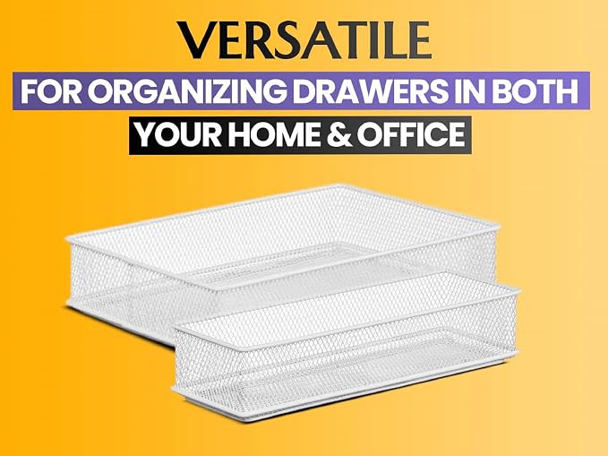 YBM HOME Silver Mesh Drawer Cabinet and or Shelf Organizer Bins, School Supply - Image 4