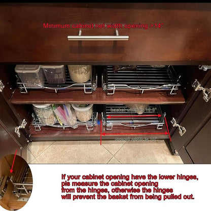 DINDON Pull Out Cabinet Organizer, Heavy-Duty Metal Sliding Drawer Shelf - Image 3