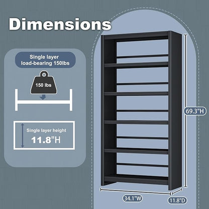 Bookshelf, 5 Shelf Bookcases, Tall Bookcase - Image 3