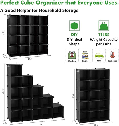 C&AHOME Cube Storage Organizer, 16-Cube Shelves Units, Plastic Storage Cubes - Image 3