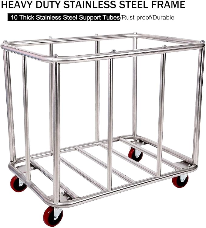 Laundry Cart Commercial/Home, 12 Bushels Heavy Duty Large Stainless Steel - Image 6