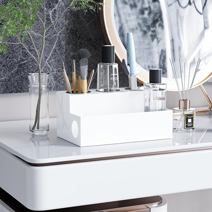 White Hair Tool Organizer Acrylic Hair Dryer and Styling Holder, Bathroom - Image 7
