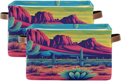 Vibrant Desert Cacti Mountain Storage Bins Box Foldable Shelf Basket by Unknown